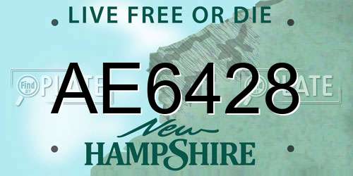 AE6428 New Hampshire License Plate