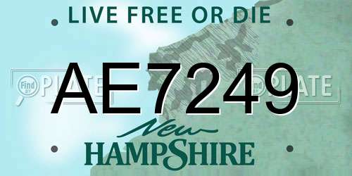 AE7249 New Hampshire License Plate
