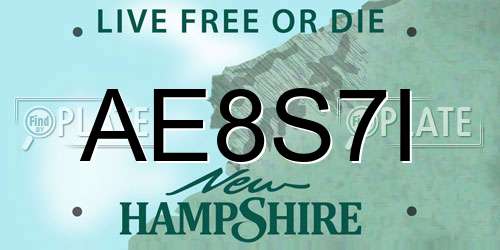 AE8S7I New Hampshire License Plate