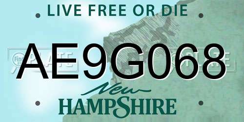 AE9G068 New Hampshire License Plate