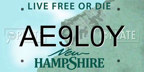 AE9L0Y New Hampshire License Plate