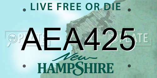 AEA425 New Hampshire License Plate