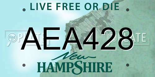 AEA428 New Hampshire License Plate