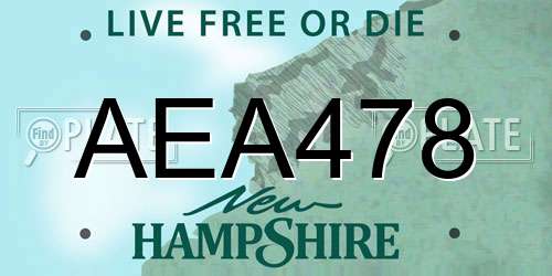 AEA478 New Hampshire License Plate