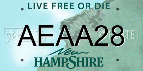 AEAA28 New Hampshire License Plate