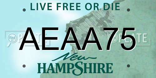 AEAA75 New Hampshire License Plate