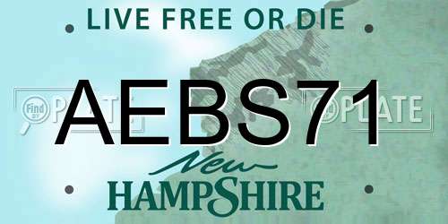 AEBS71 New Hampshire License Plate