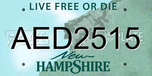 AED2515 New Hampshire License Plate