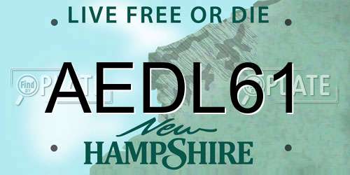 AEDL61 New Hampshire License Plate