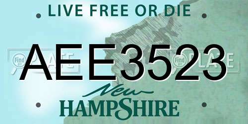 AEE3523 New Hampshire License Plate