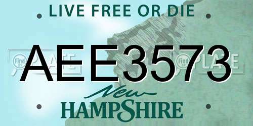 AEE3573 New Hampshire License Plate