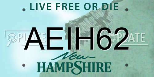 AEIH62 New Hampshire License Plate