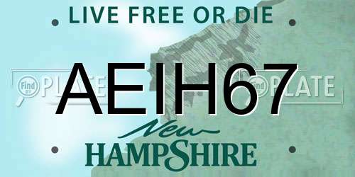 AEIH67 New Hampshire License Plate