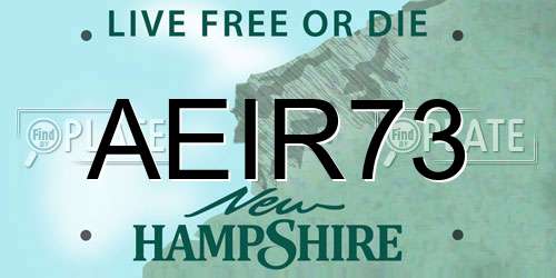 AEIR73 New Hampshire License Plate