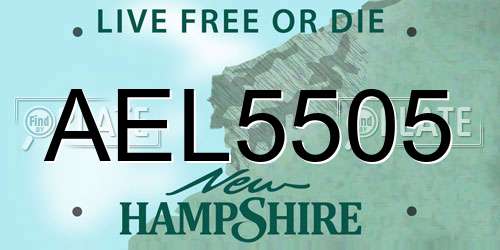 AEL5505 New Hampshire License Plate