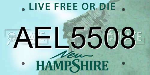 AEL5508 New Hampshire License Plate