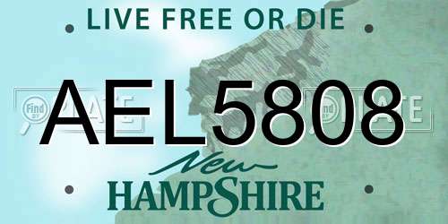 AEL5808 New Hampshire License Plate