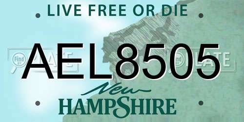 AEL8505 New Hampshire License Plate