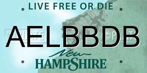 AELBBDB New Hampshire License Plate