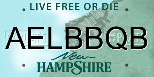 AELBBQB New Hampshire License Plate