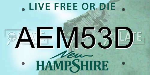 AEM53D New Hampshire License Plate