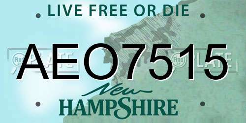AEO7515 New Hampshire License Plate