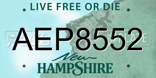 AEP8552 New Hampshire License Plate