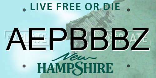 AEPBBBZ New Hampshire License Plate