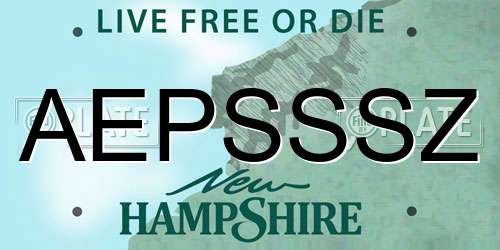 AEPSSSZ New Hampshire License Plate