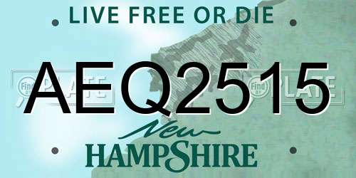 AEQ2515 New Hampshire License Plate