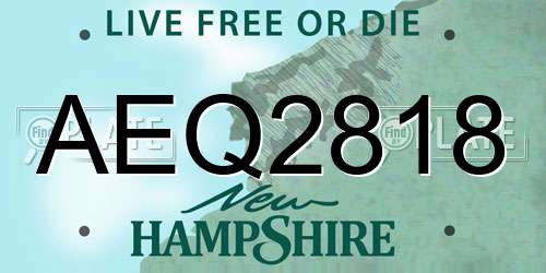 AEQ2818 New Hampshire License Plate