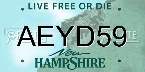 AEYD59 New Hampshire License Plate
