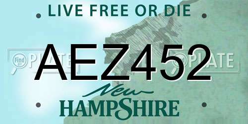 AEZ452 New Hampshire License Plate
