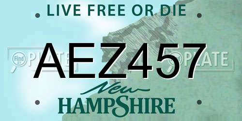 AEZ457 New Hampshire License Plate