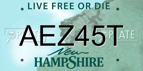 AEZ45T New Hampshire License Plate