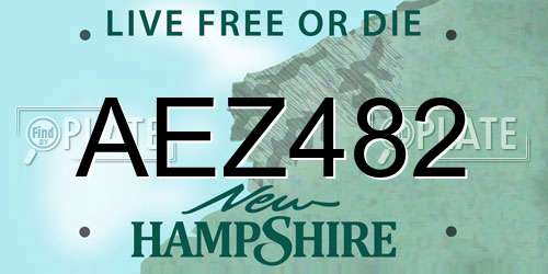 AEZ482 New Hampshire License Plate