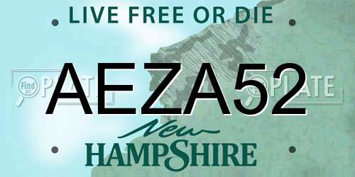 AEZA52 New Hampshire License Plate