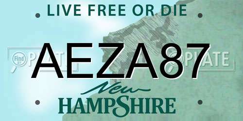 AEZA87 New Hampshire License Plate