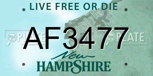 AF3477 New Hampshire License Plate