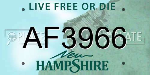 AF3966 New Hampshire License Plate