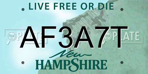 AF3A7T New Hampshire License Plate