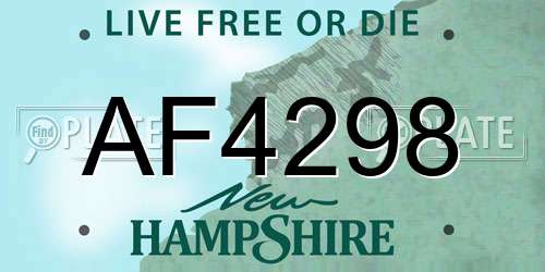 AF4298 New Hampshire License Plate