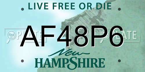 AF48P6 New Hampshire License Plate