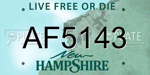 AF5143 New Hampshire License Plate