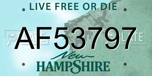 AF53797 New Hampshire License Plate