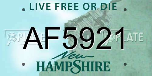 AF5921 New Hampshire License Plate
