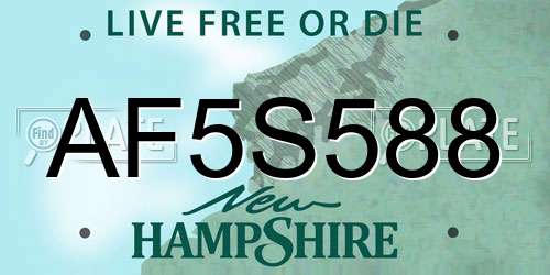AF5S588 New Hampshire License Plate