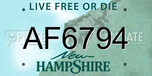 AF6794 New Hampshire License Plate