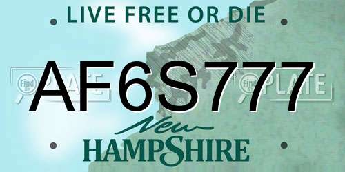 AF6S777 New Hampshire License Plate