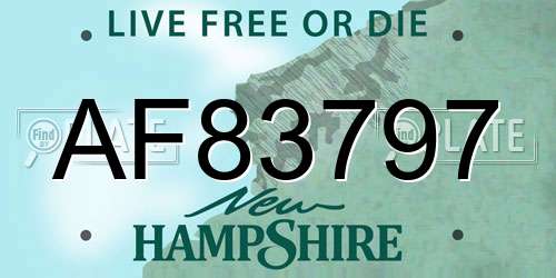 AF83797 New Hampshire License Plate